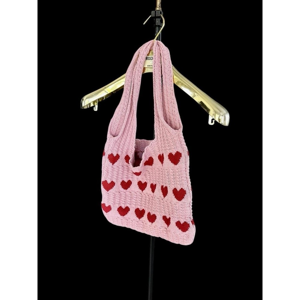 Valentines Day Heart Knit Bag Pink Red Women's Bag Purse Hearts Vday